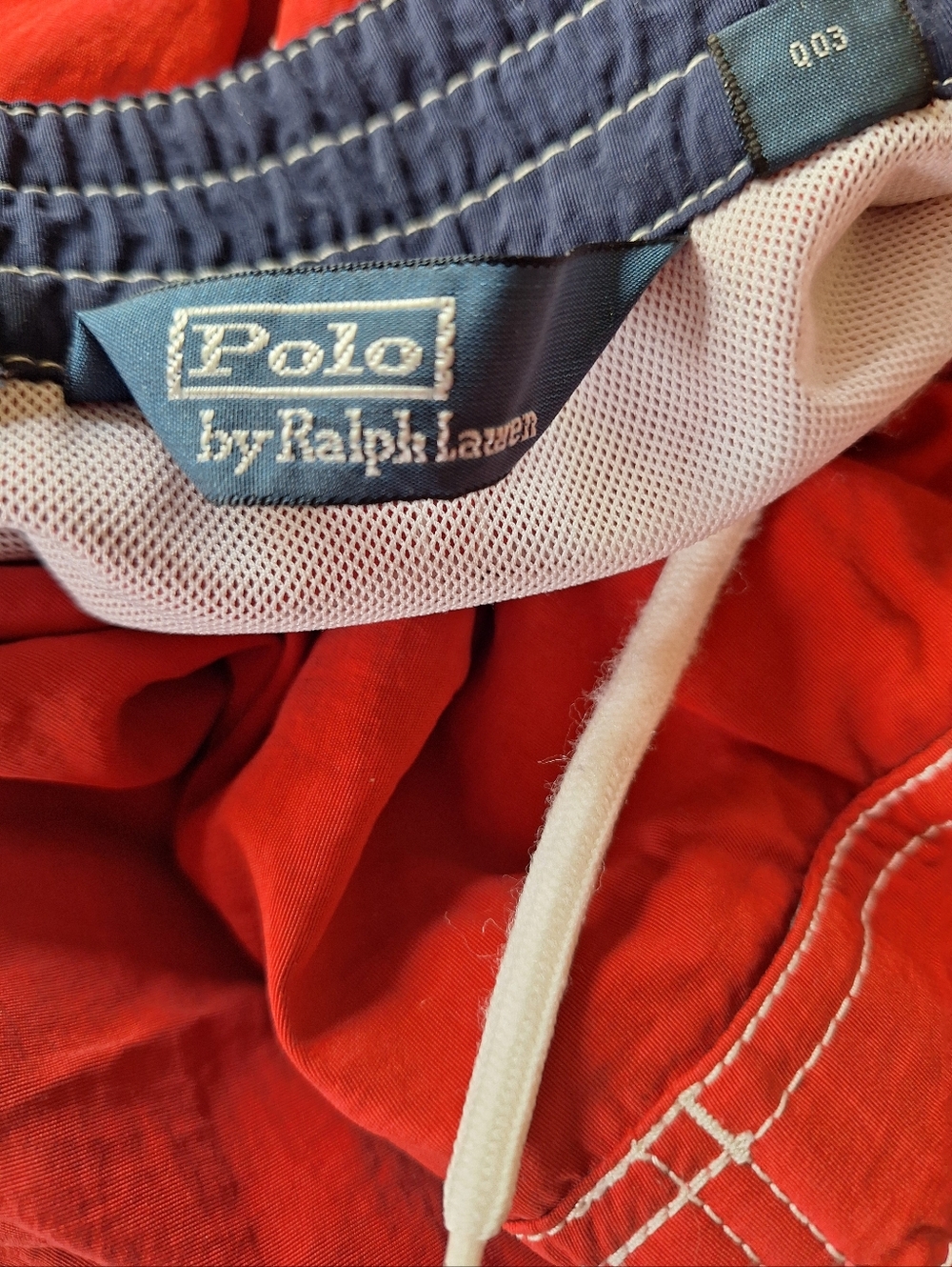 Polo by Ralph Lauren Red Vintage Style Men’s Swim Board Shorts Drawstring Size L - Picture 4 of 4